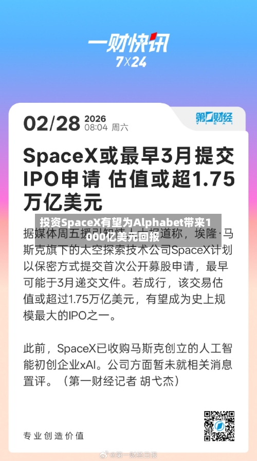 投资SpaceX有望为Alphabet带来1000亿美元回报-第2张图片