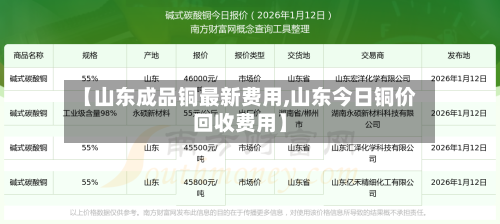 【山东成品铜最新费用,山东今日铜价回收费用】-第2张图片
