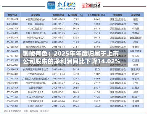 铜陵有色：2025年年度归属于上市公司股东的净利润同比下降14.02%-第1张图片