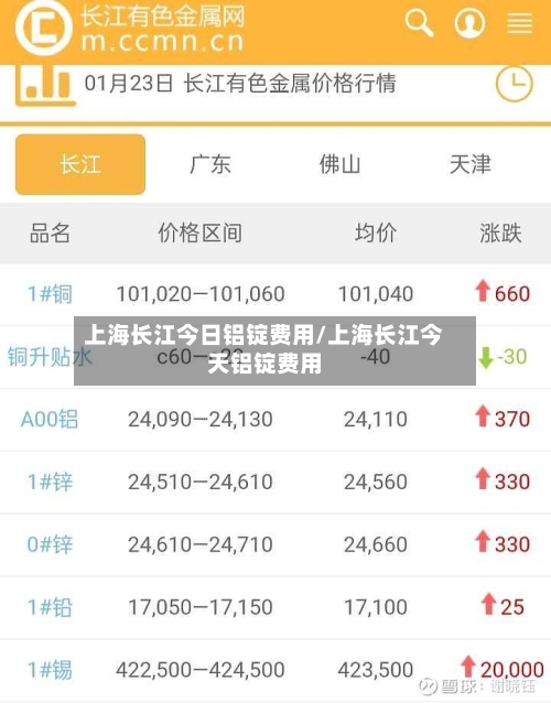 上海长江今日铝锭费用/上海长江今天铝锭费用-第1张图片