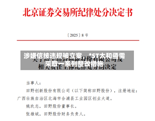 涉嫌信披违规被立案，*ST太和亟需采取一系列整改措施-第1张图片
