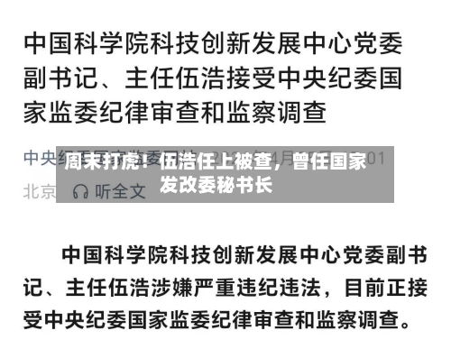 周末打虎！伍浩任上被查，曾任国家发改委秘书长-第2张图片