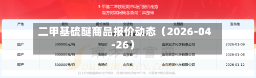 二甲基硫醚商品报价动态（2026-04-26）-第2张图片