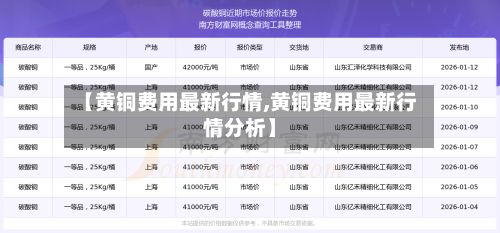 【黄铜费用最新行情,黄铜费用最新行情分析】-第2张图片